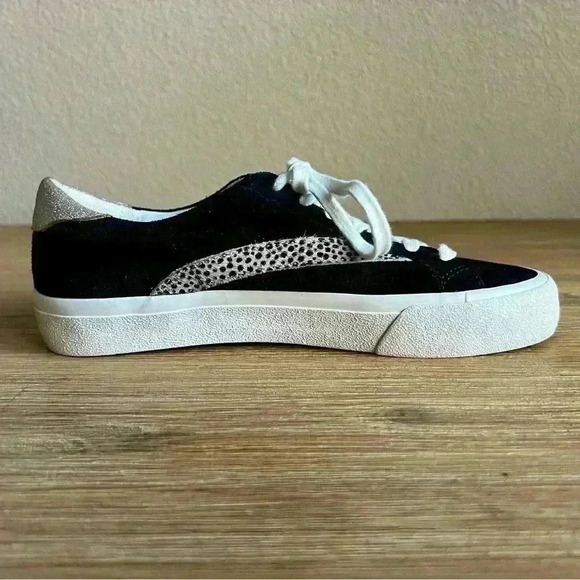 Madewell Sidewalk Low-Top Sneakers Suede Size 7.5 M Black Leopard & Sparkle - Picture 3 of 10